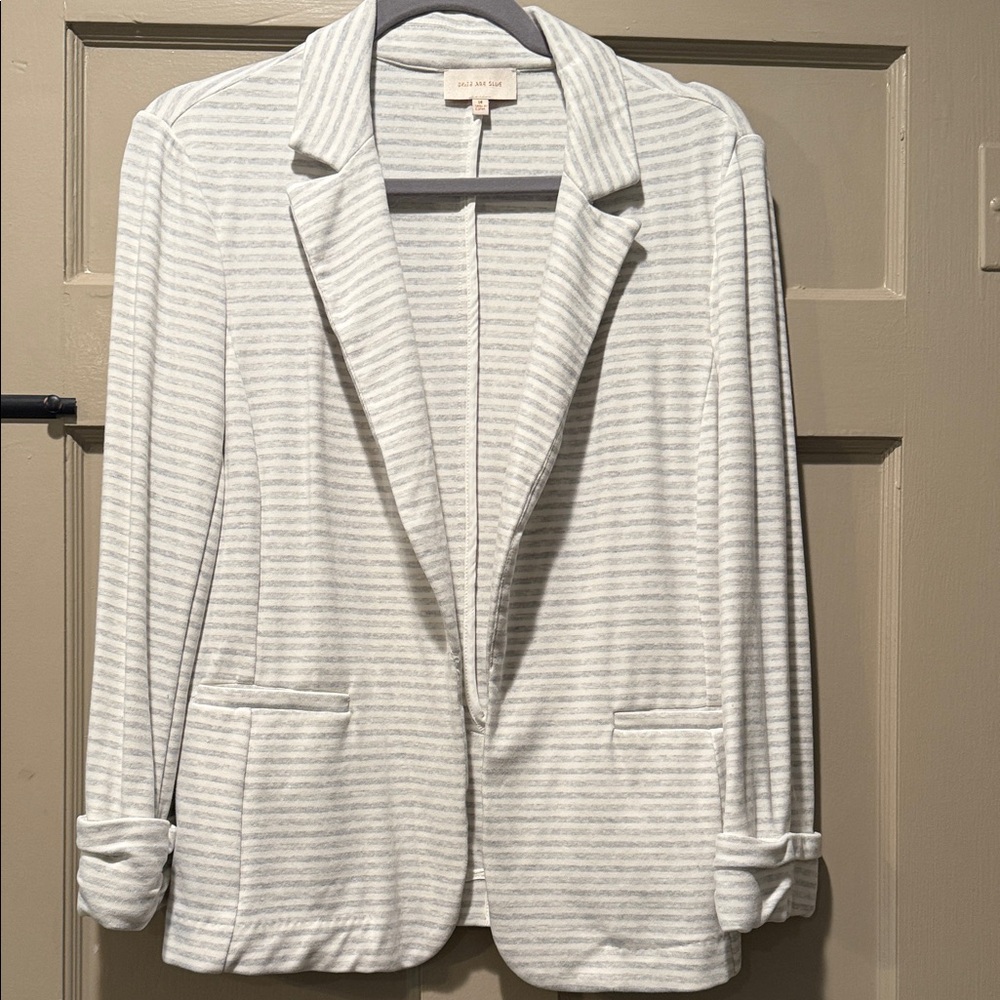 Skies Are Blue Light Gray Striped Blazer